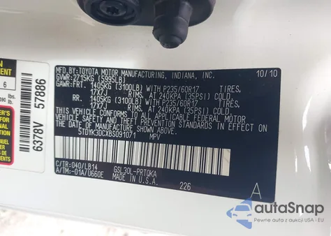 2011 Toyota Sienna Xle V6 from USA, damaged, VIN 5TDYK3DCXBS091071